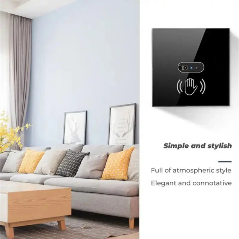 EU US Smart Wall Light Switch Hand Sweep Sensor Infrared Sensor Switch Glass Display Panel Neutral Wire10A No Touch Needed ﻿