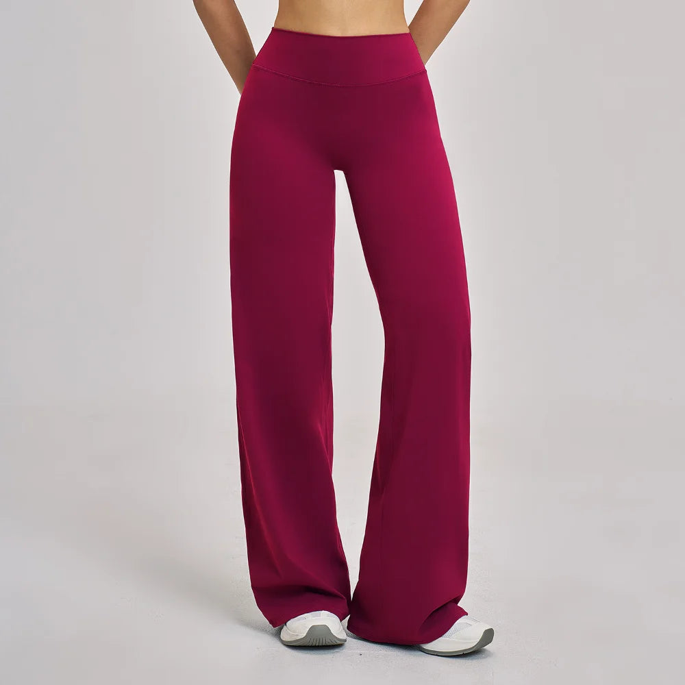 Women's Sports Yoga Pants High Waisted Straight Flared Trousers Running Fitness Sport Trousers Female Gym Casual Sports Pants