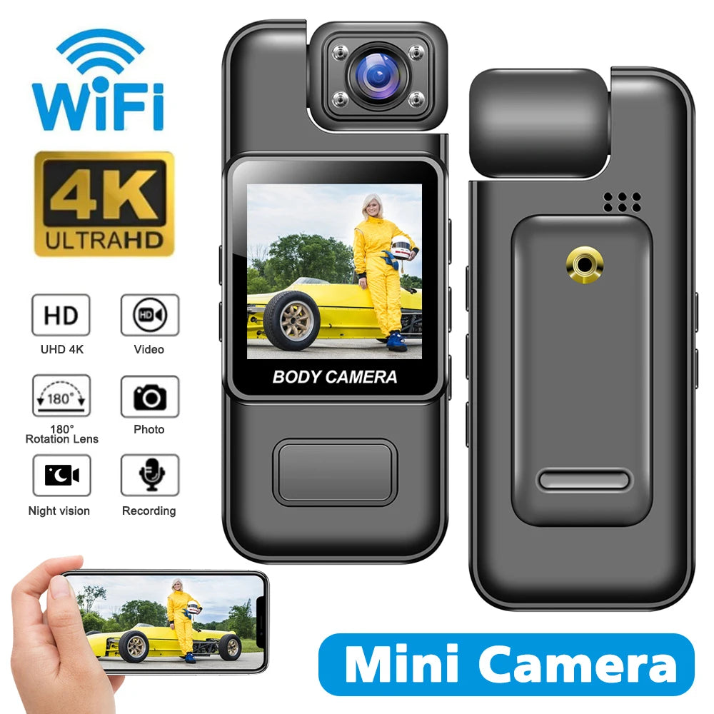 HD 4K Wifi Hotspot Mini Camera Portable Digital Bodycam Night Vision DVR Mini Police Camera