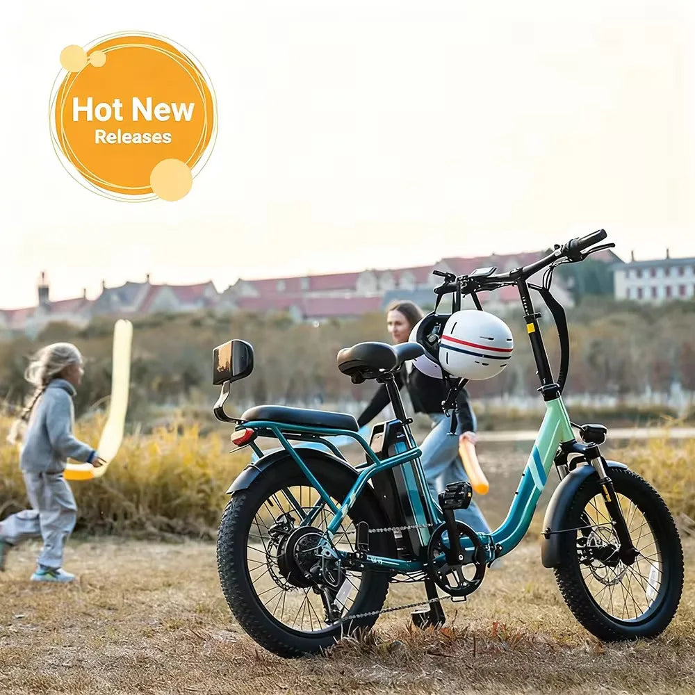 20-inch foldable parent-child riding E-BIKE. 48V13AH removable battery electric scooter, 1000W brushless motor electric bicycle