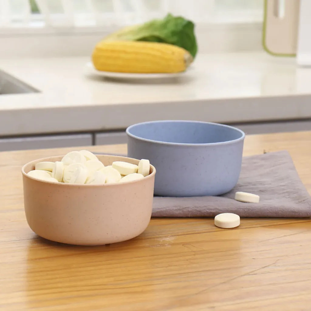 New Wheat Straw Bowl Plastic Household Soup and Rice Bowl Solid Color Round Bowls Home Dinning Bowl Kitchen Tableware Supplies