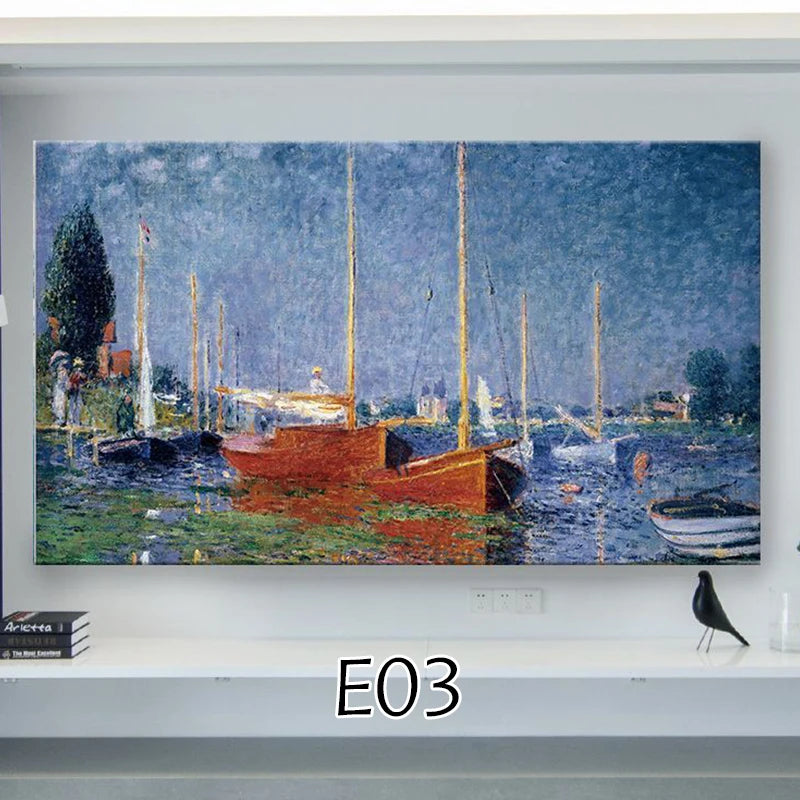TV Screen Dust Proof Cover Landscape Pattern TV Monitor Cover 32-75 inch High Elastic LCD Protector Cloth