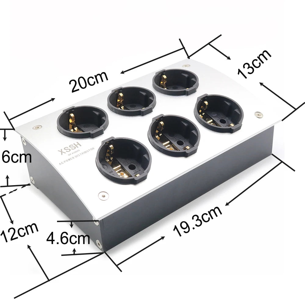 AU CN EU US Power Outlet Duplex HiFi XSSH Schuko AC Power Distributor 125V-250V 50/60Hz 15A 1875Wmax IEC Inlet Electrical Socket