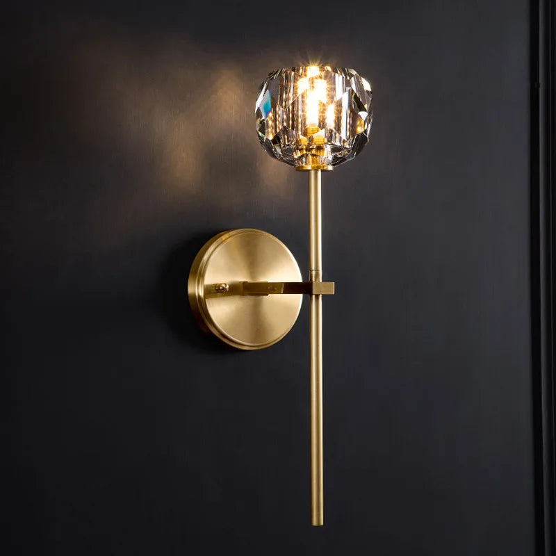 Modern Crystal wall lamp Luxury Living room bedroom lounge interior stairs wall lamp side lights Rose gold Copper wall light