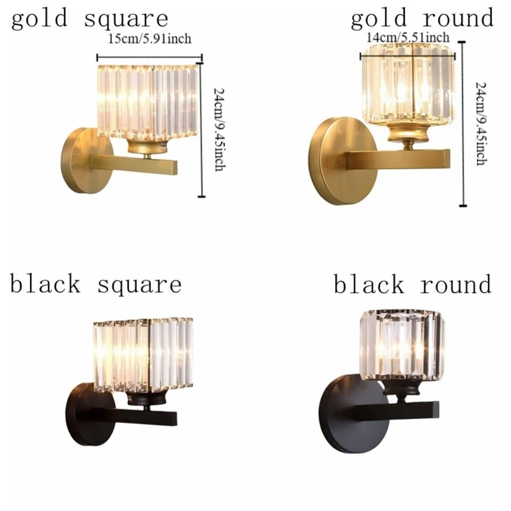 Light Luxury Crystal Wall Lamp LED Lighting 3 Colors Changing Night Light Wall Mounted Dimmable Decorative Lamp Room Lighting