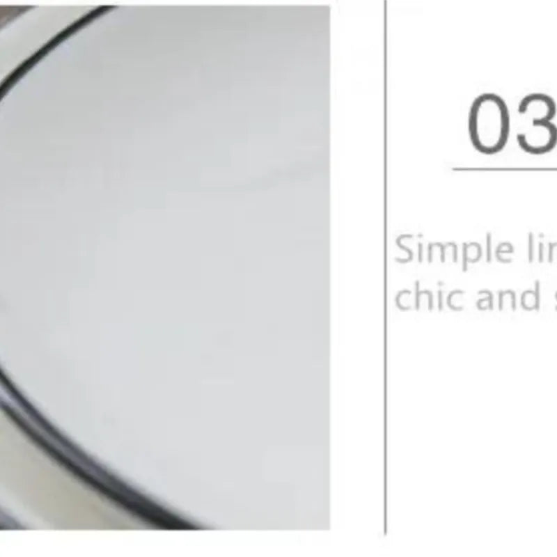 White With Black Dinner Plate Set Ceramic Serving Tray Food Dishes Rice Salad Noodles Bowl Soup Kitchen Dinnerware