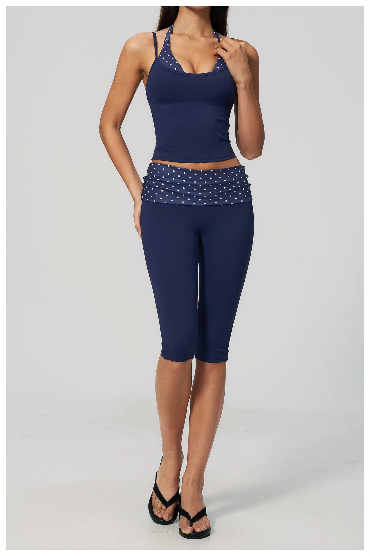 Summer 2PCS Yoga Set Women's Tracksuit Fashion Polka Dot And Striped Workout Sets Gym Outfits High Waist Butt Lift Yoga Clothes