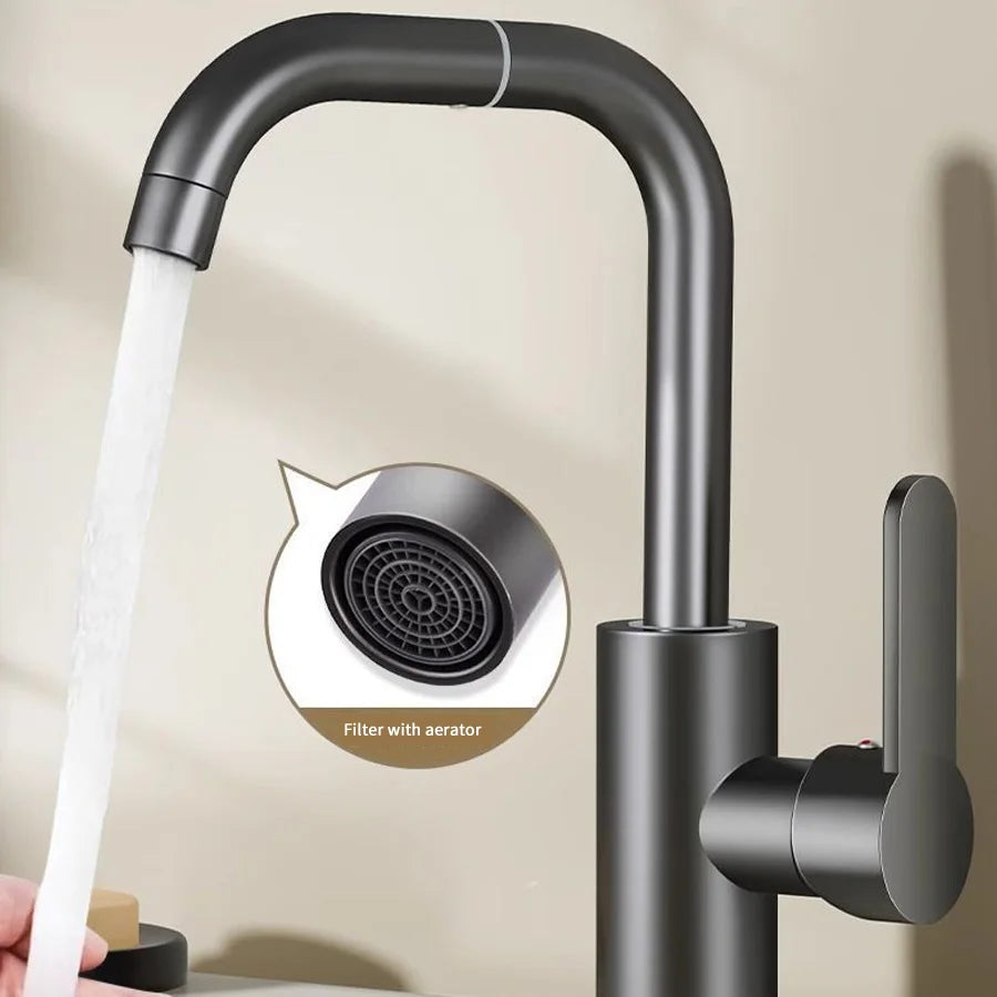 Exquisite faucet hot and cold mixing 360° free rotation bathroom dual-use faucet suitable for countertop washbasin and kitchen s