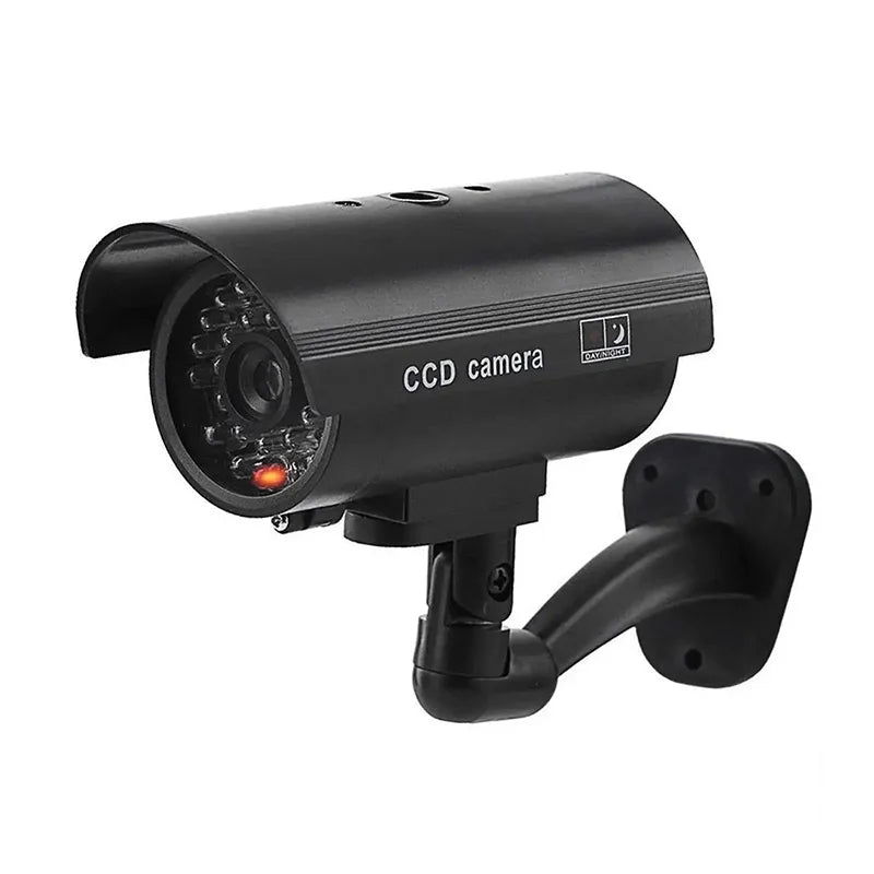 Dummy Security Camera with LED Red Flashing Light - Battery-Powered, Indoor/Outdoor Use