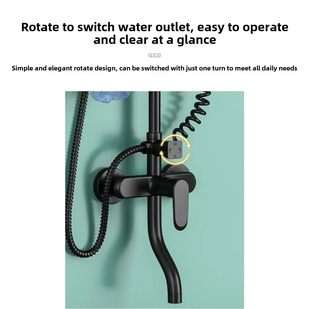 Hot and Cold Shower Head Set Bathroom Set Brushed Gold Shower System Toilet Shower Set, Household Bathroom Shower Douche