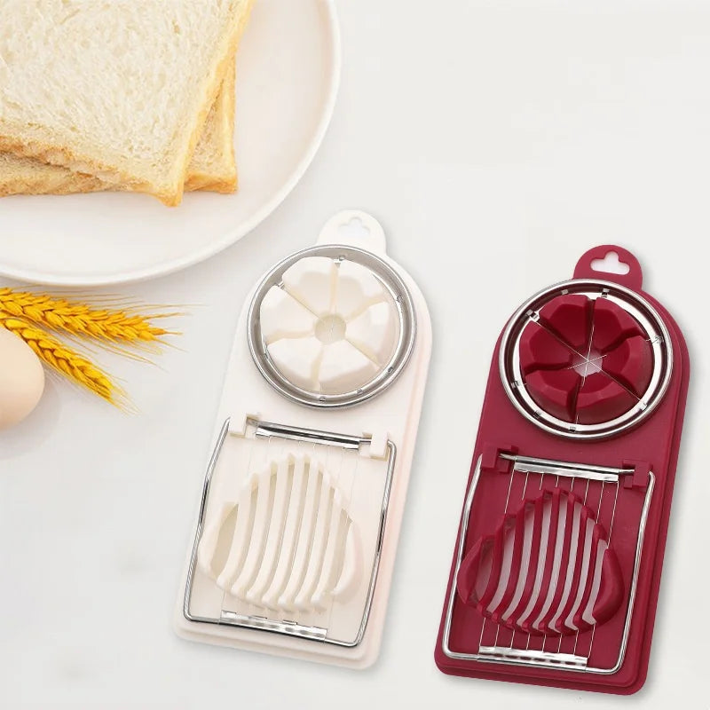 Multifunctional Egg Slicers Stainless Steel Slicer Fancy Splitter Egg Cutting Tool Home Two In One Egg Cutter Kitchen Gadgets