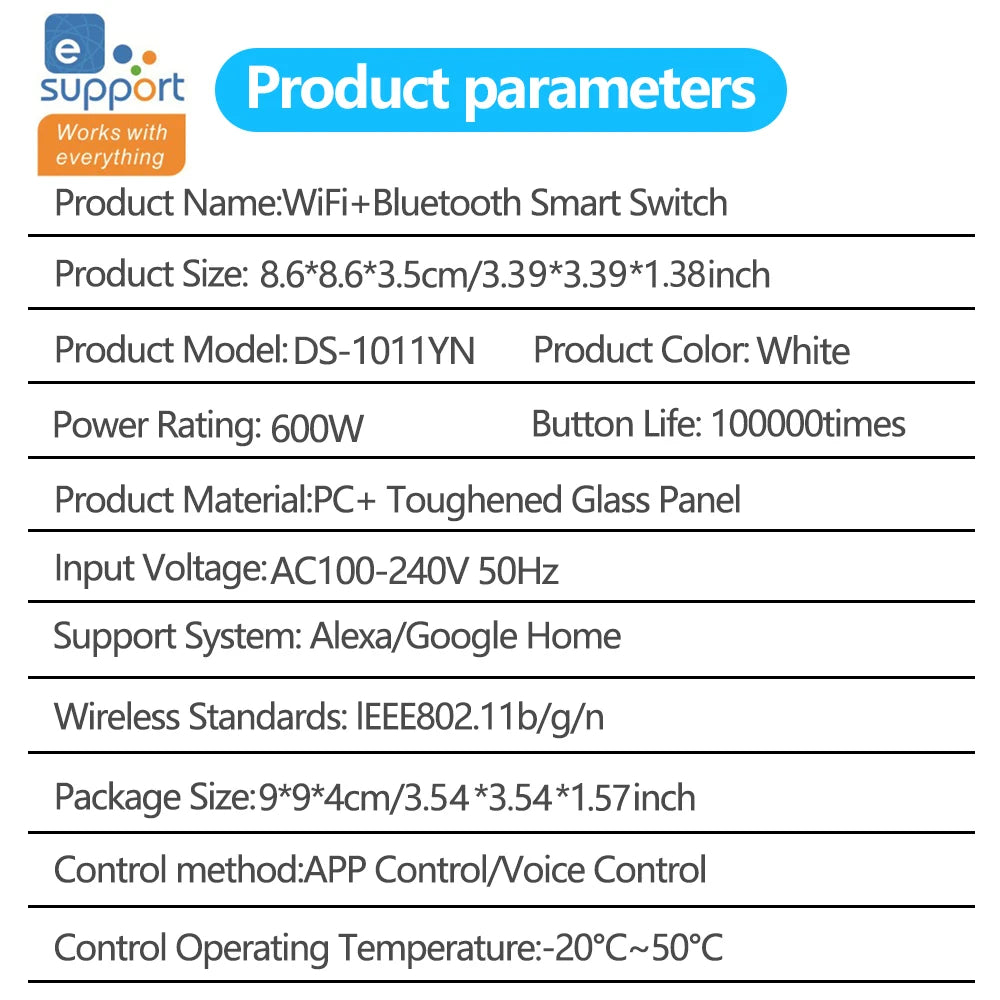 Smart WiFi Switch  Remote Control Touch Panel Light Switch No Neutral Wire Voice Control Timer Smart Home Switch