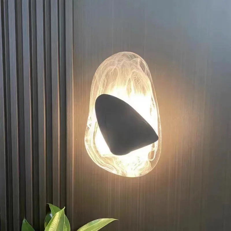 Nordic Modern Light Luxury Marble Wall Lamp Bedroom Background Led Lighting Decoration Creativity Mirror Aisle Sconce Indoor