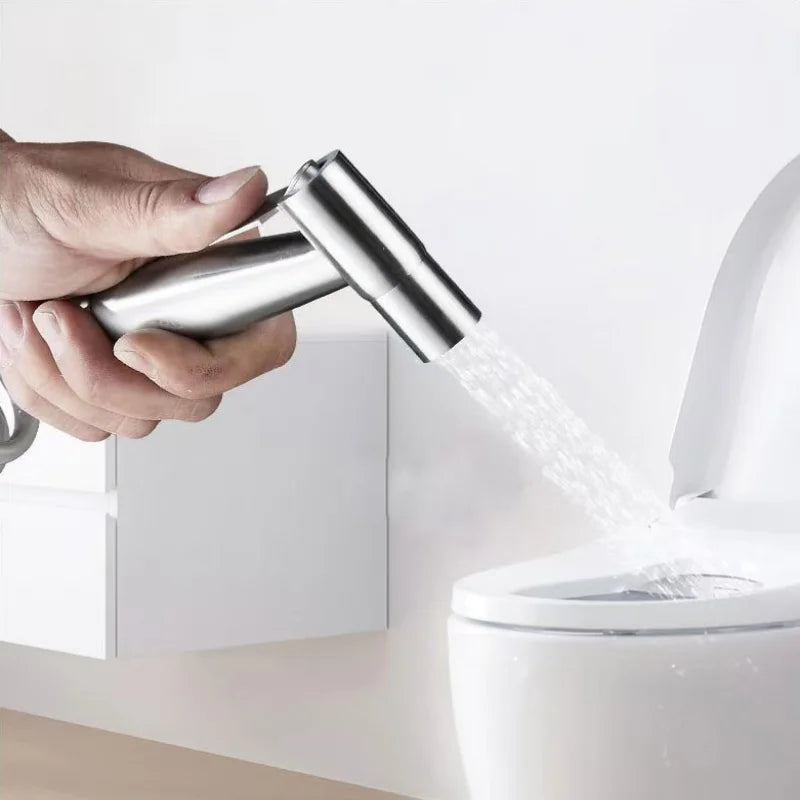 Stainless Steel Handheld Toilet Bidet Sprayer Set Self Cleaning Hand Bidet Faucet Shower Head For Bathroom