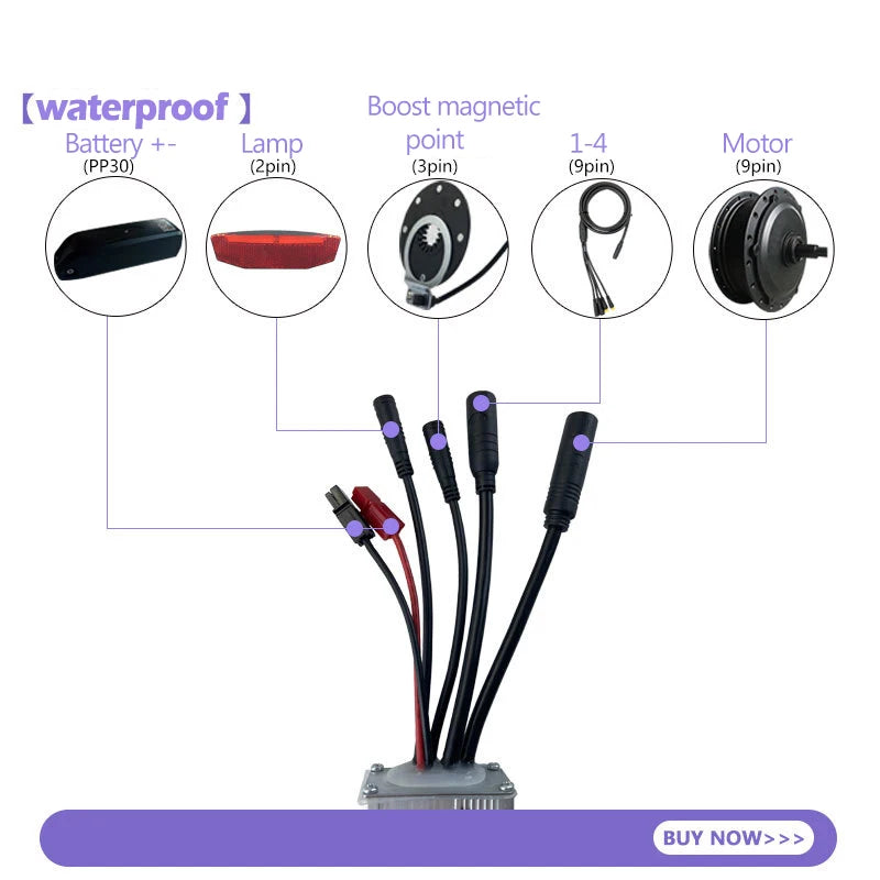 Electric Bike 30A Brushless Controller with SM Plug for 1000W Motor with LCD Display Panel S800 S830 E-scooter Meter Control UKC