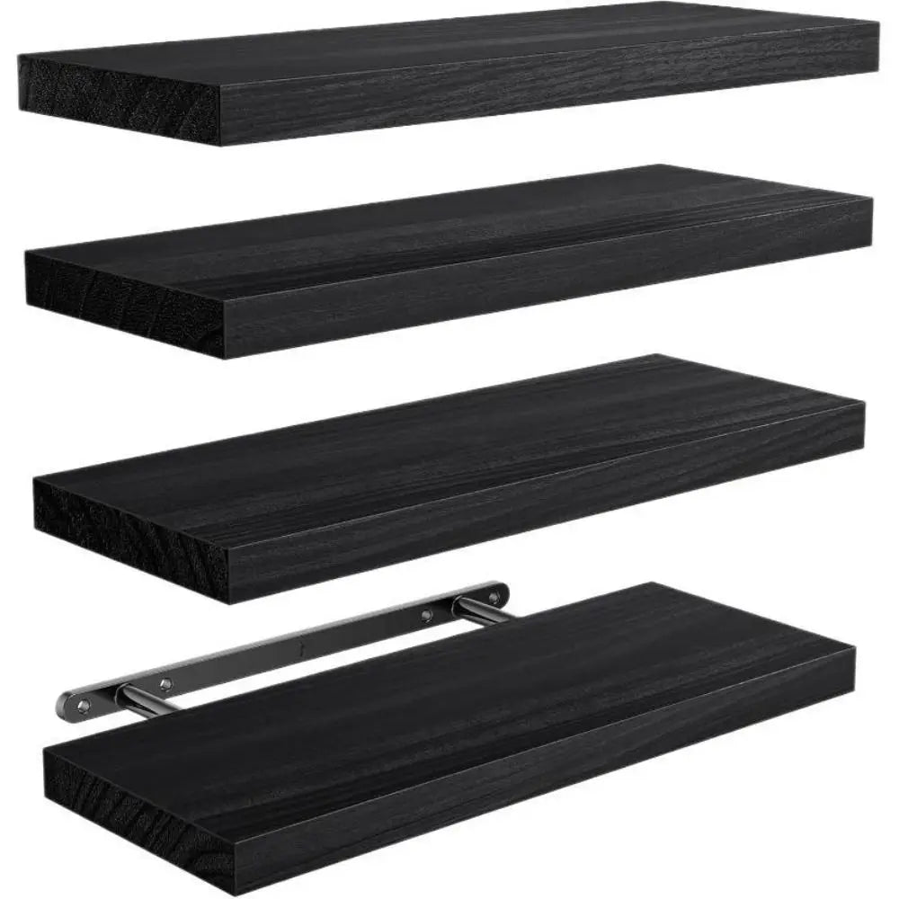 1pc Wall Mounted Floating Shelves Wooden Deeper Storage Shelf Multi Functional Thicker Bathroom Shelves