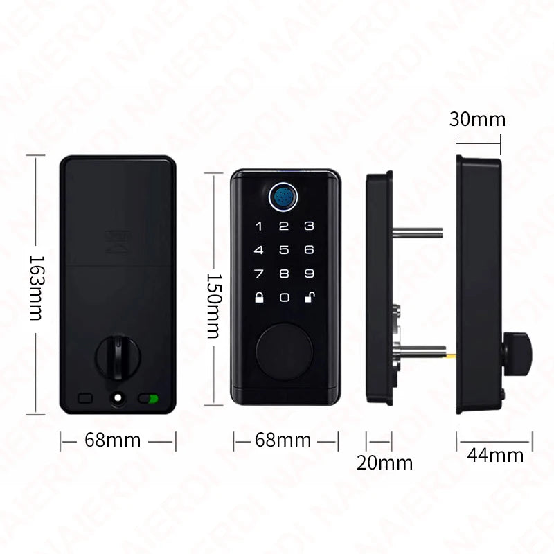 NAIERDI Smart Door Lock Tuya Fingerprint Keyless Entry Door Lock Anti-theft Security Digital Electronic Locks Door Hardware