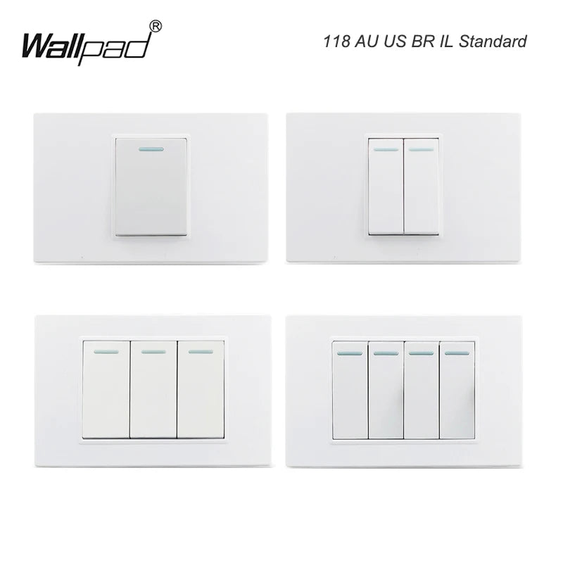 118 PC 1 2 3 4 Gang 2 3 Way Push On Off  Wall Switch Wallpad White Fireproof Plastic Panel US BR l IT IL EU Light Interruptor
