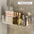 Large Transparent Bathroom Shelf, Adhesive Wall-Mounted Storage for Shower Gel/Bottles, Extra Deep PET Vanity Organizer