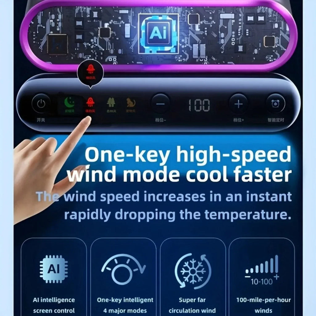 Air Circulation Fan Desktop Portable Rechargeable Fan AI Smart 100 Speed Stepless Quiet Brushless Motor Type-C Baby Sleep Wind