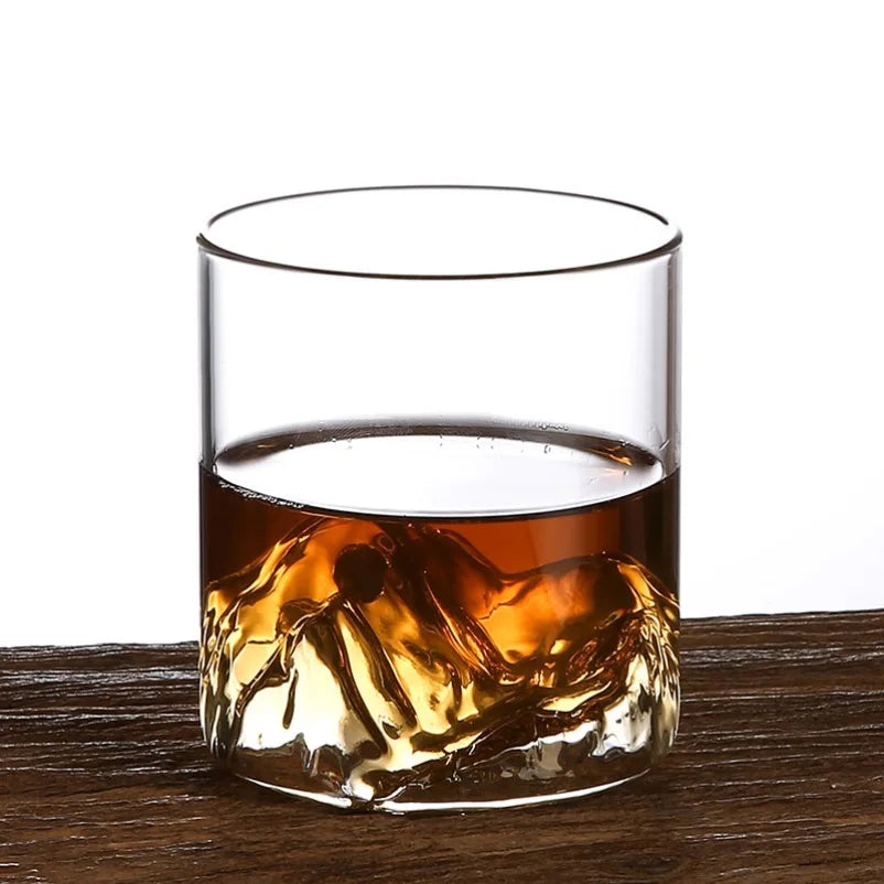 5 Oz 3D Guanshan Whiskey Glass Set Transparent Crystal Cup Suitable for Drinking Whiskey Cognac Cocktail Ice Wine Glass