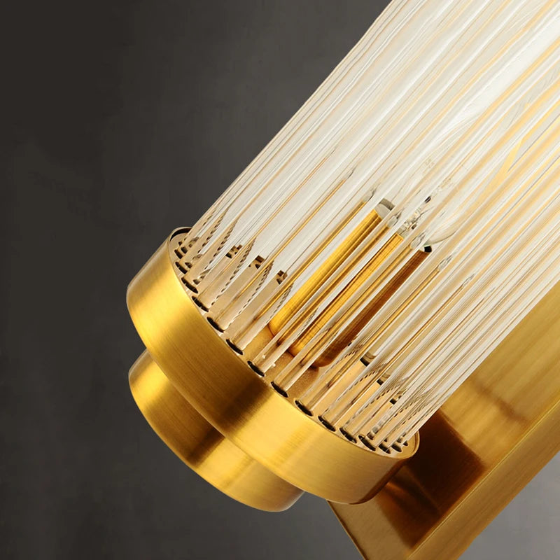 Luxury Led Wall Lamp For Living Room Brushed Gold Bedroom Scones Modern Creative Design Light Fixture Home Decor Glass Lighting