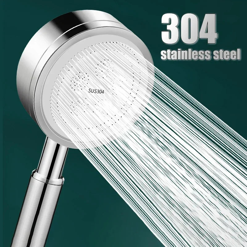 304 Stainless Steel Shower Head Pressurized High Pressure Detachable Bathroom Showerhead for Home Spa Easy Install Accessories