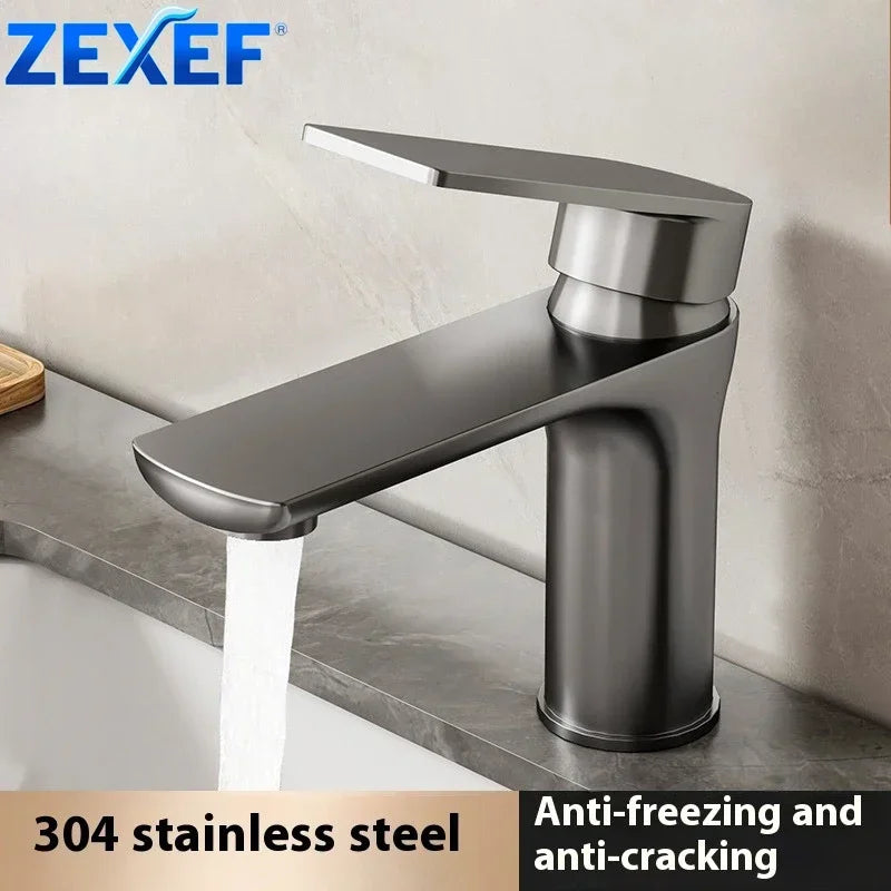 Home  Bathroom Wash Basin Faucet With Gray Stainless Steel Sink Water Hot And Cold Gun Home Kitchen Bidet Cabinet Mixer