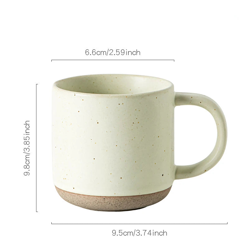 Custom Modern Design White Small Frosted Ceramic Tumblers Unglazed Base Speckled Coffee Mug With Handle Speckled Ceramic Mug