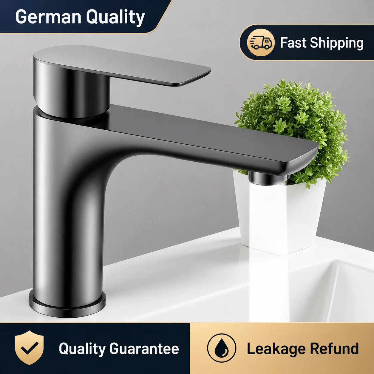 Bathroom Sink Faucet Stainless Steel Hot Cold Mixer Tap Single Handle Matte Black Silver Basin Tap