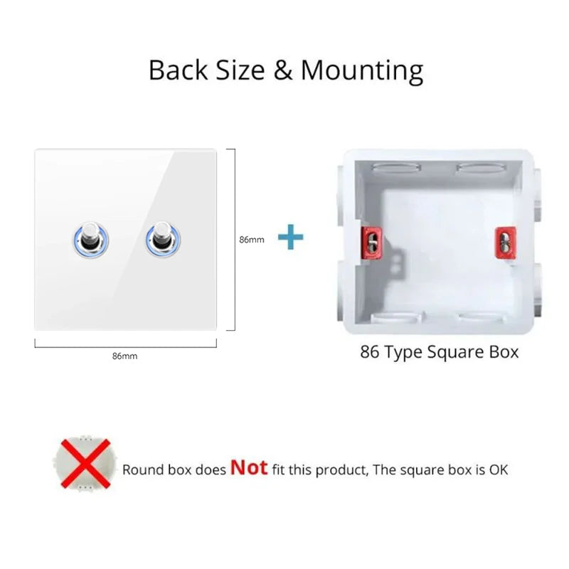 White Tempered Glass Work Driving Arm Wall Light Switch Led Indicator Light EU UK Standard 1/2/3/4gang Bedroom Usb Switch Socket
