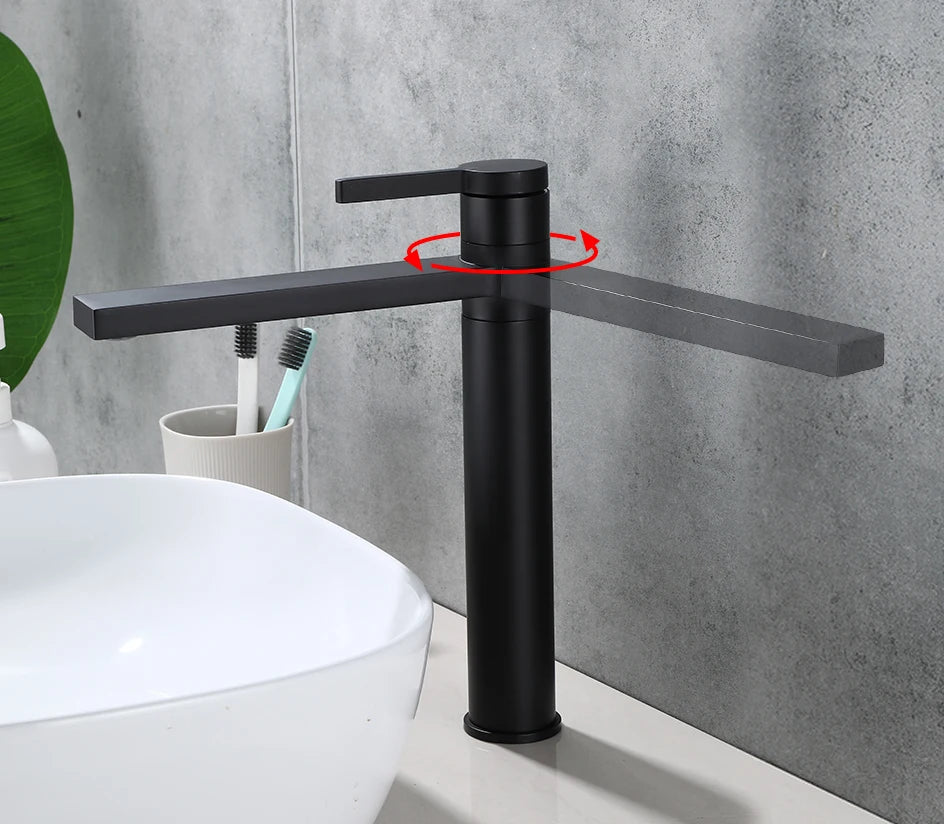 VGX Bathroom Faucets High Basin Mixer Sink Tall Faucet Gourmet Washbasin Taps Water Tap Hot Cold 360° Tapware Crane Brass Black