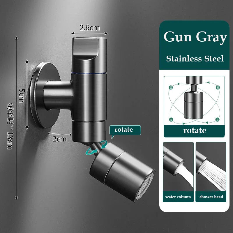 In-wall Single Cold Water Faucet G1/2 Stainless Steel Bathroom Cleaning Room Basin Faucet Two Water Outlet Modes