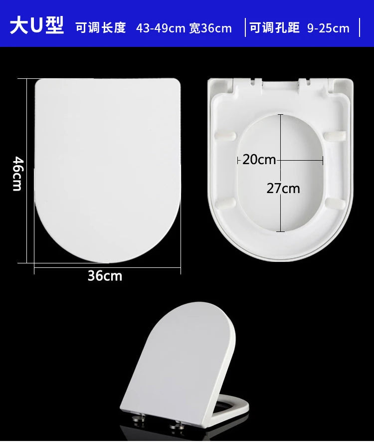 Thick Black Toilet Seat Cover Universal Soft Quiet Bidet Cover for U/V Toilet Durable Bathroom Accessories Home Toilet Parts