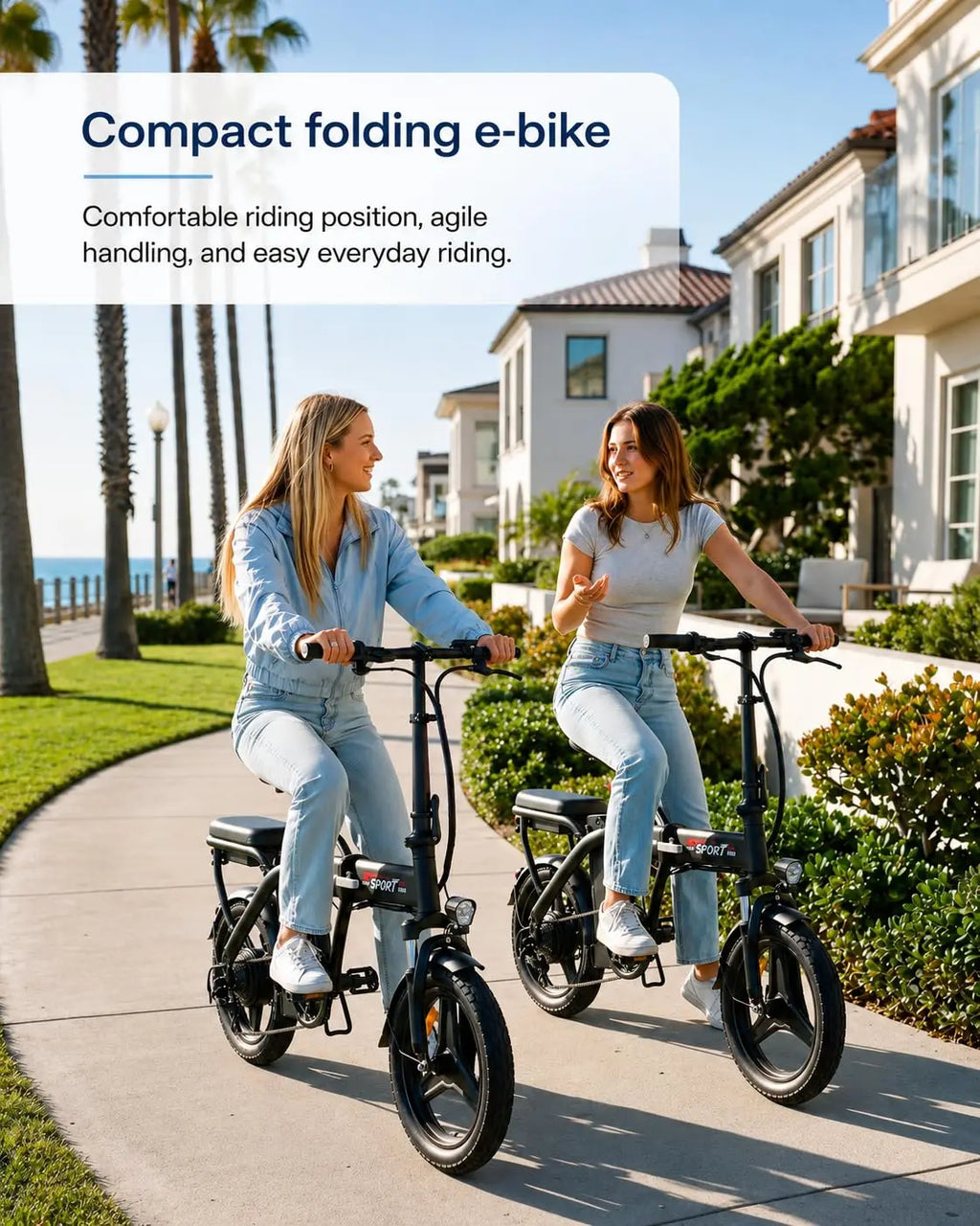 1200W Peak Motor Foldable Electric Bike, 25 MPH 45 Miles Dual Suspension 14" Tires 3 Speed Modes Commuter Ebike Adults , Custom