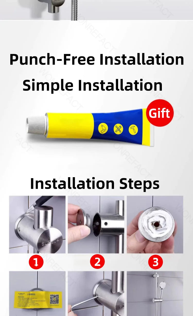 Bathroom Shower Seat Holder Rod Rail Wall Mounted Shower Slide Bar Adjustable Handheld Shower Bracket 304 Stainless Steel