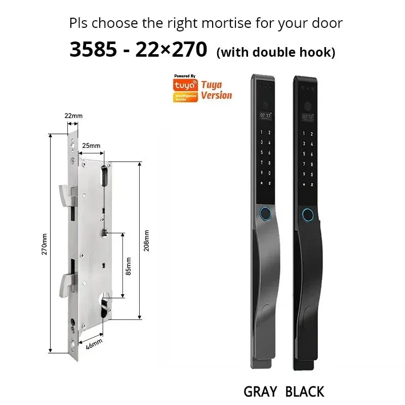 SZJN 3D Face Recognition Tuya Wifi Digital Electronic Broken Bridge Aluminum Lock Waterpoof Fingerprint Password Card Key Unlock