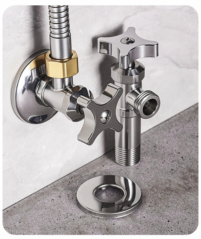 Stainless Steel Bathroom Quick Opening Triangle Valve Faucet Accessories Thickened Triangle Valve For Hot and Cold Water