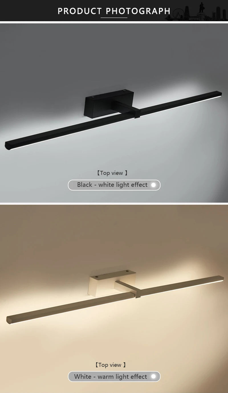 Modern Bathroom 100cm Mirror-front Lamp Bedroom Bedhead Home LED Wall Lights Aluminum Simple Strip Indoor Makeup Mirror Lighting