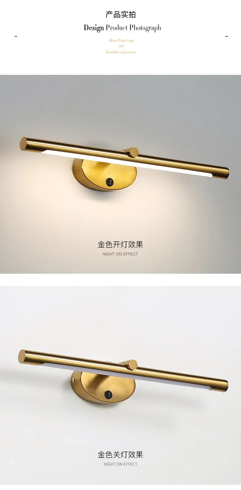 Modern LED Indoor Wall Lamp Bathroom Mirror Light Minimalism Wall Sconce with Touch Switch Bedroom Bathroom Bath Lighting Lamps