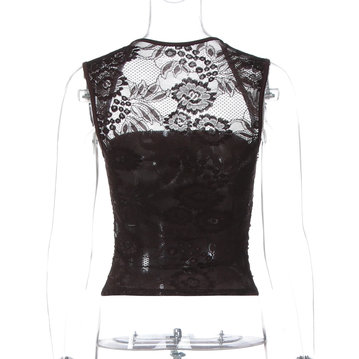 Hugcitar Women Fashion Square Collar Solid Patchwork Lace Sexy Crop Tank Top Summer Clothes Summer Clothes Streetwear Party