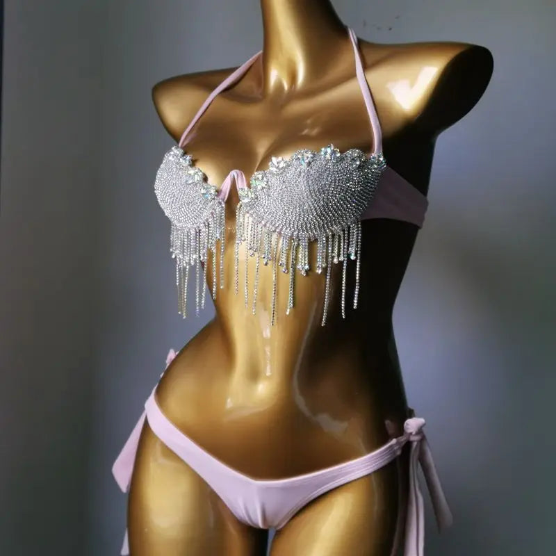 2023 newest crystal bikini diamond bikini swimwear  crystal bar bikini suit  bar bikini top fashion diamond swimwear bikini