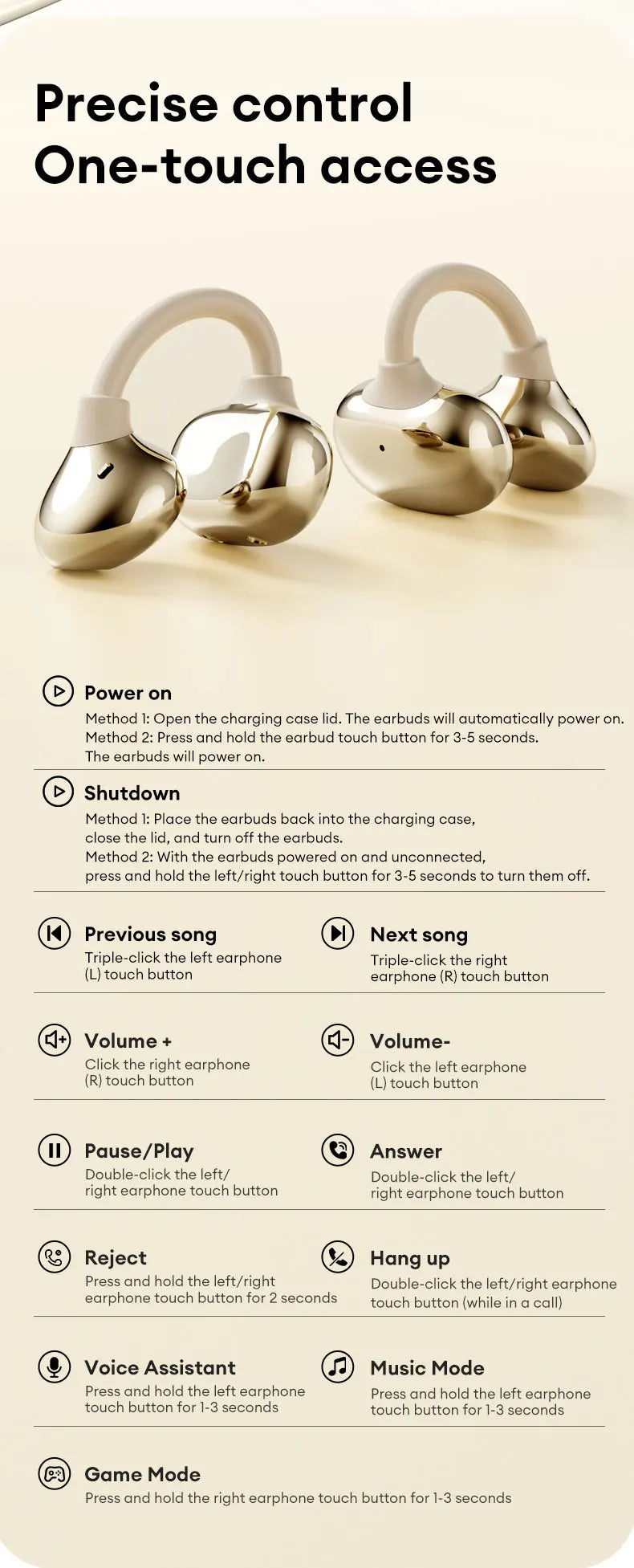 Lenovo RS106 OWS Ear Clip Bluetooth 6.0 Earphones Stereo Sound Sports Music Wireless Headphones Low Latency HD Call Earbuds New