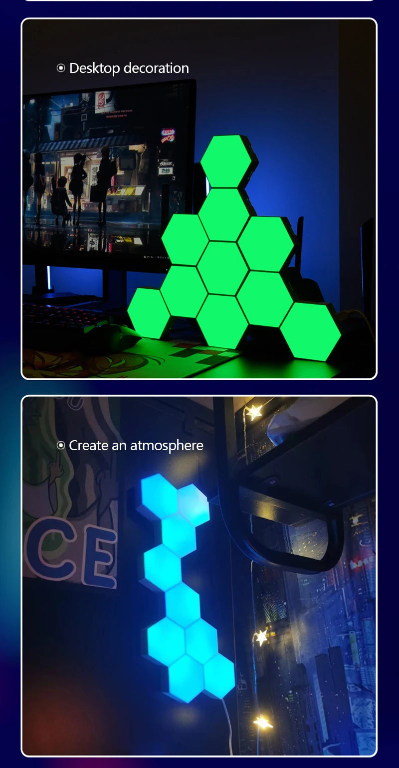 RGB Smart Quantum Lamp Tuya App Remote Control Touch Background Wall Bedroom DIY Decoration Wall Lamp Esports Atmosphere Light