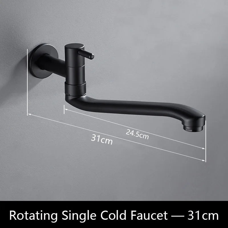 Single Cold Faucet Wall Outdoor Mop Pool Faucet Copper Brass Wall Mount Bathroom Sink Faucet Rotatable WB1141