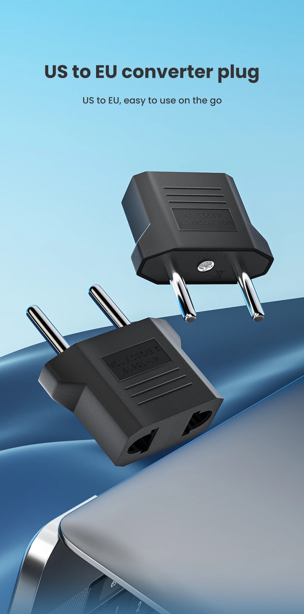 Elough 1-10PCS US to EU Plug Adapter 4.0/4.8mm Electrical Socket Plugs Adapters EU Euro KR Power Plug Converter EU Power Socket