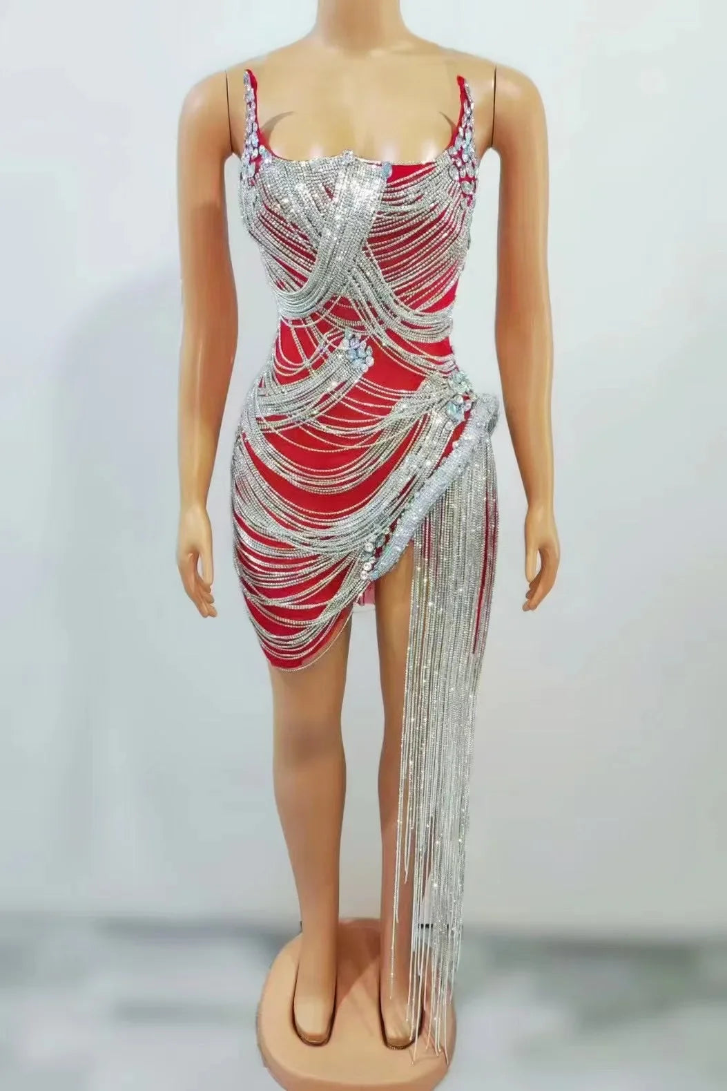 sexy rhinestone Wedding Party Dress Women's fashion Stage Costumes dress