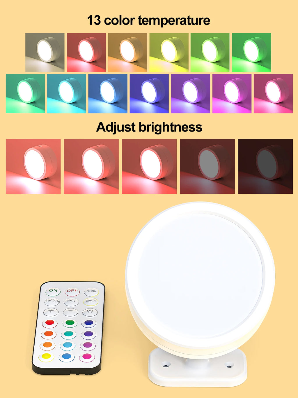 Modern Magnetic Wall Lights LED Wall Lamp 360° Rotation Wall Mounted Lights with Remote RGB Rechargeable Wall Sconce Room Decor