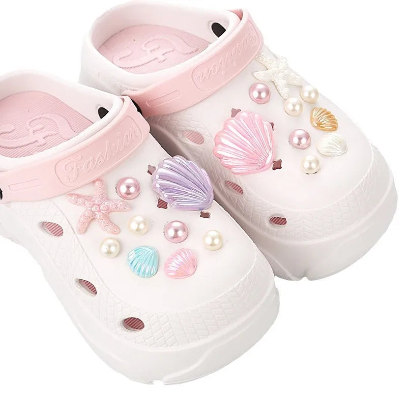 18PCS Shoe Charms for Clogs Slippers DIY Summer Starfish Shell Handicrafts Shoe Decoration Buckle Charms Hole Shoes Accessories