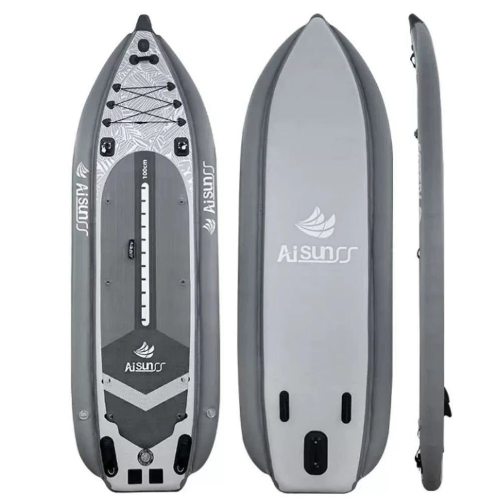 Inflatable Fishing Boat Kayak SUP Thickened Sea Fishing Paddle Board with Rod Holders, Stable Lure Fishing Platform